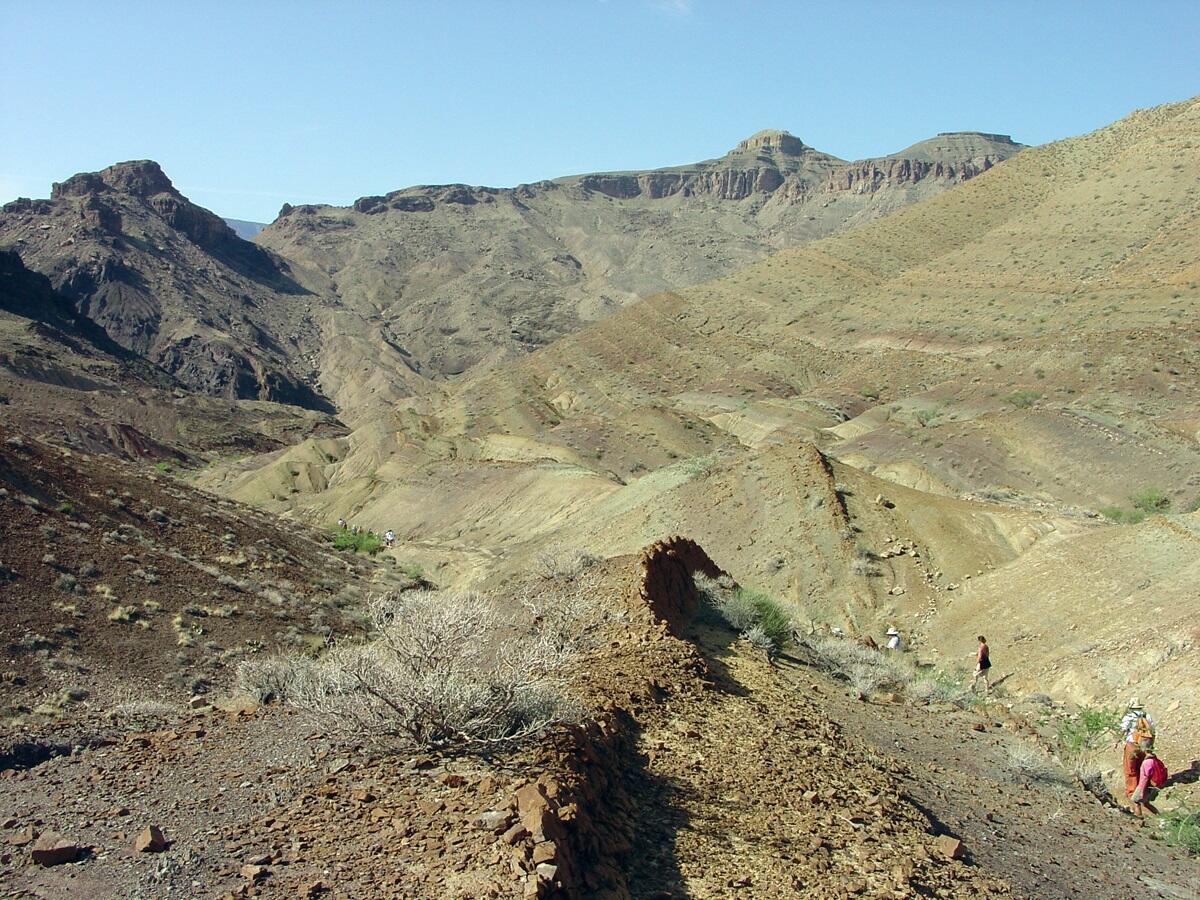 This is a photo of Precambrian-age sedimentary rocks of the Dox Formation and Chuar Group strata.