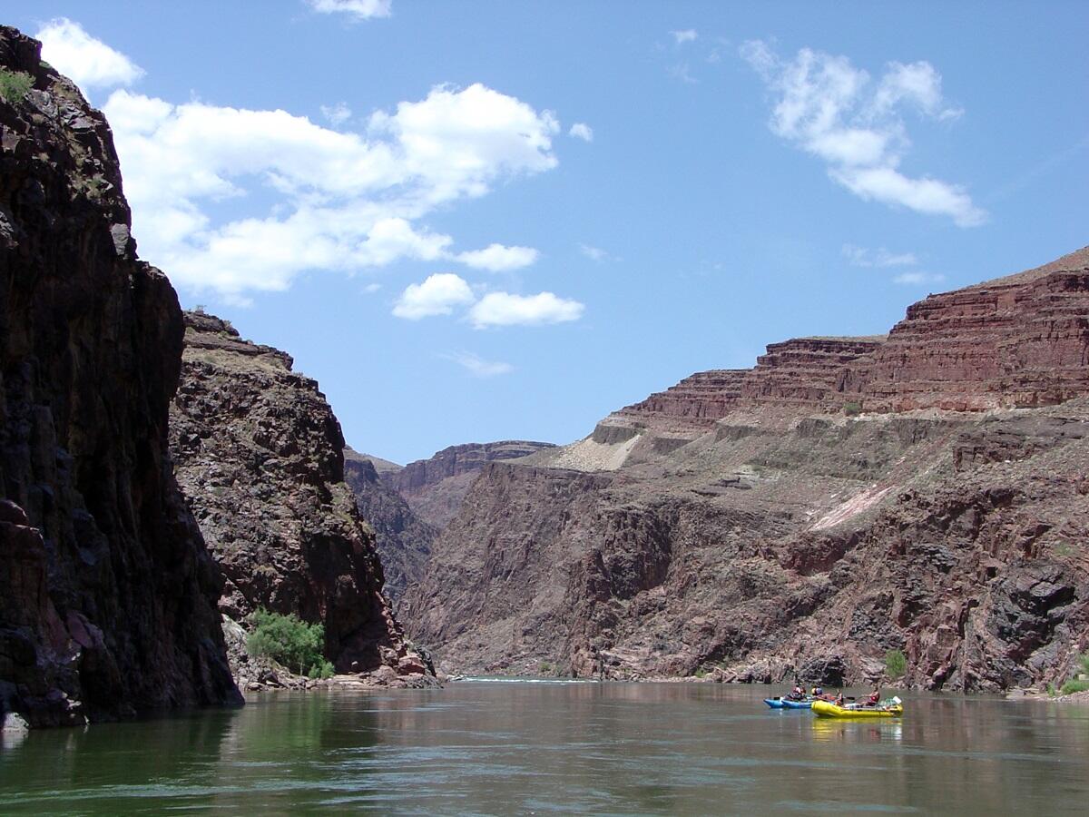 This is a photo of the inner Granite Gorge of the Grand Canyon.