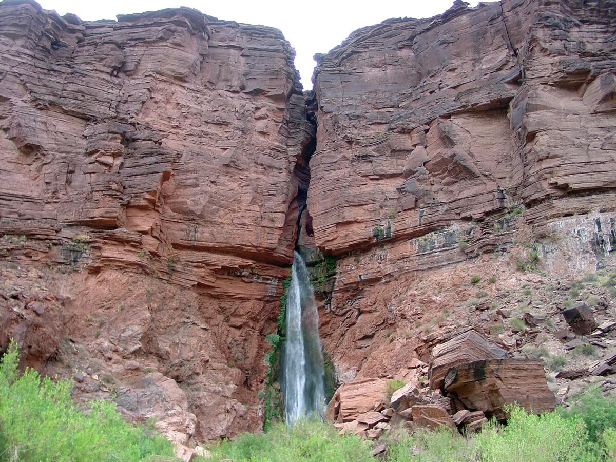 This is a photo of Deer Creek Falls cascade from the Tapeats Sandstone.