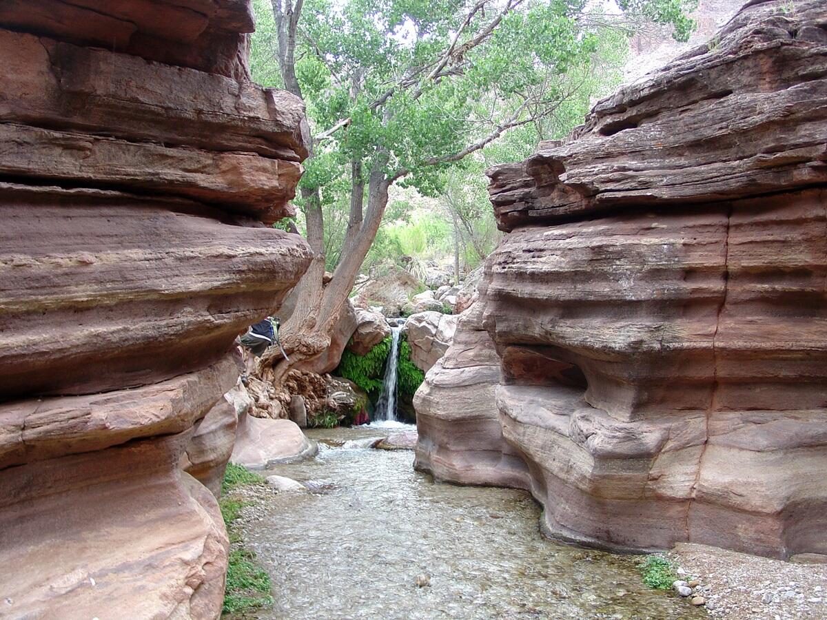 This is a photo of a small waterfall near the head of the chasm along Deer Creek.