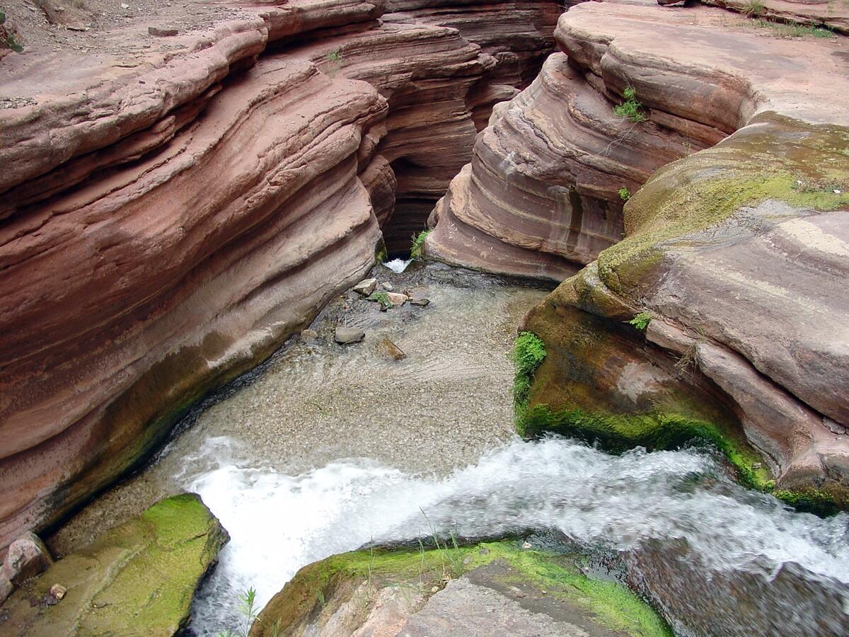 This is a photo of a waterfall near the head of the chasm along Deer Creek.