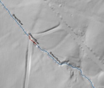 Elevation derived hydrography conflation error example 11
