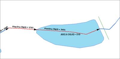 Elevation derived hydrography conflation error example 6
