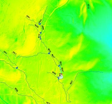Elevation derived hydrography conflation error example 8