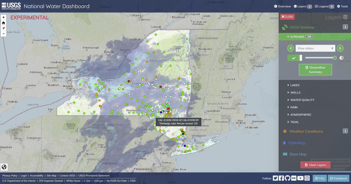 Current Water Conditions for New York