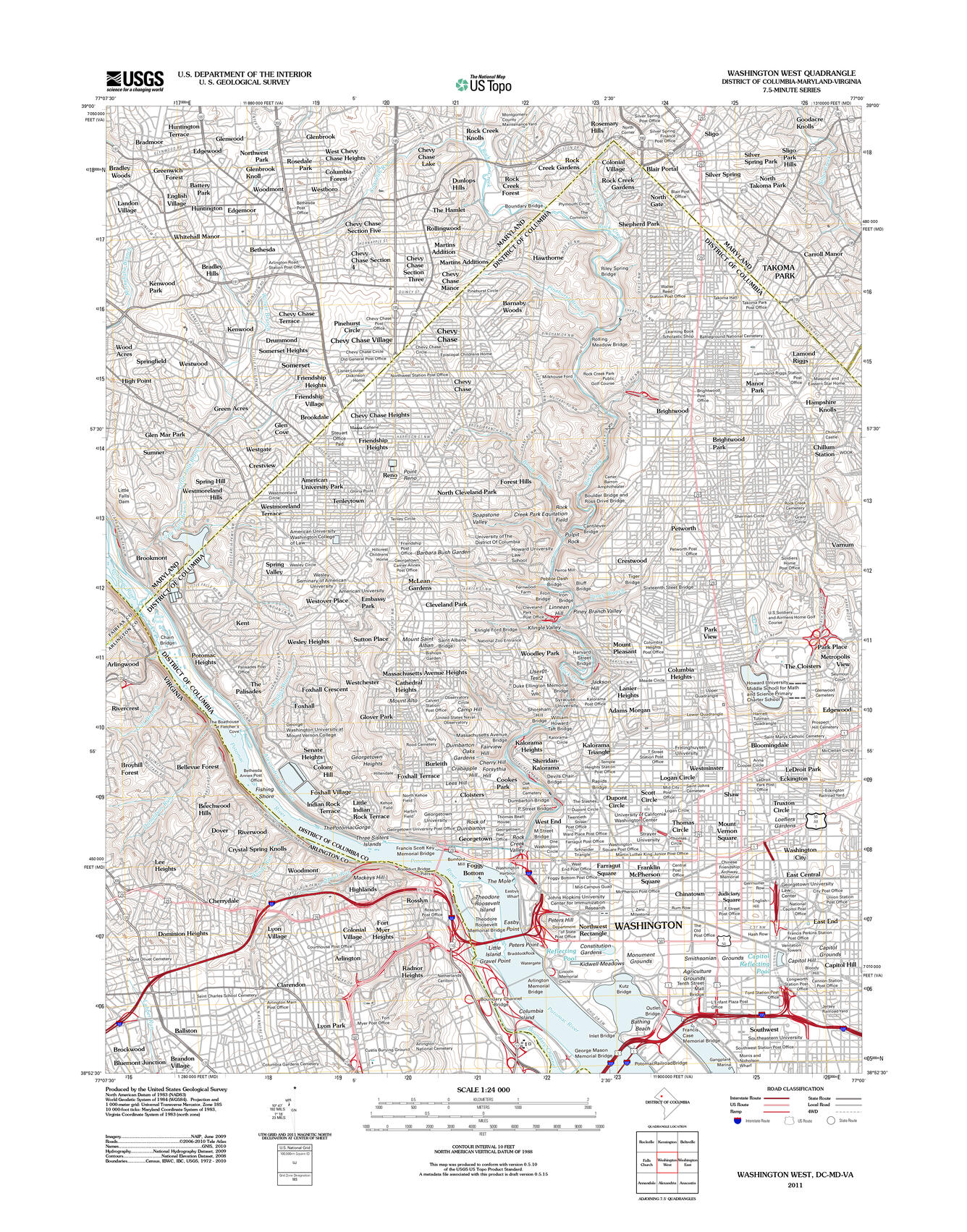 DC Washington West 2011 US Topo (Browse Image for Story Map)