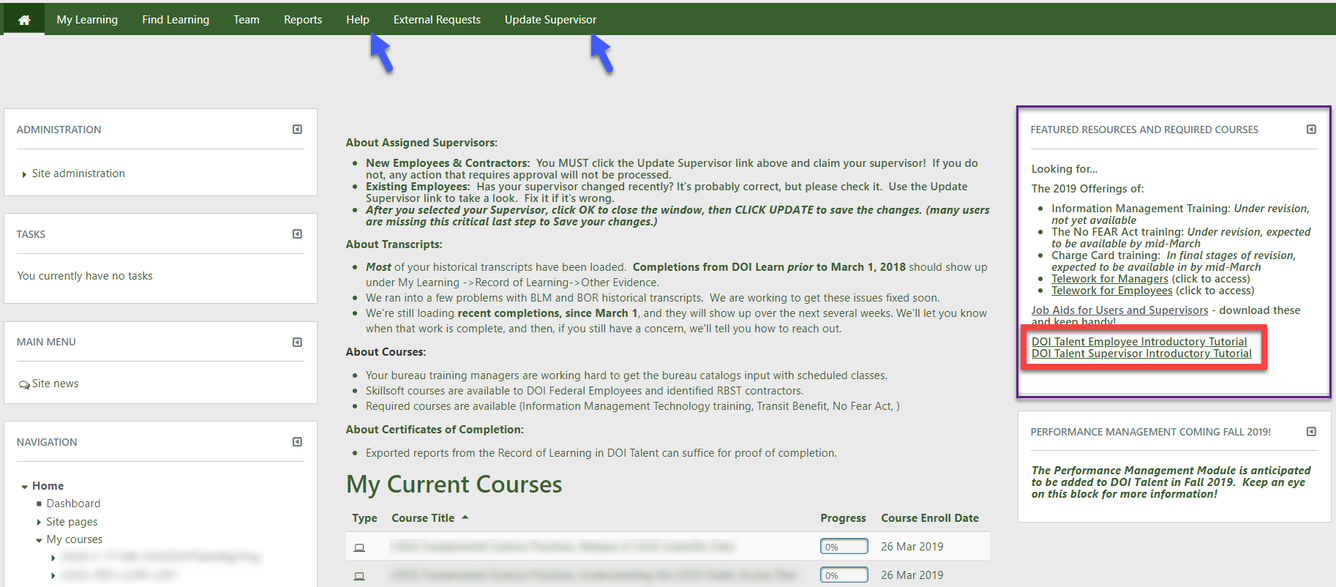 Screenshot of DOI Talent