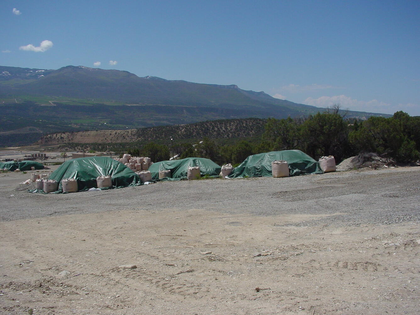 Tarped pallets of core from the Anvil Points Mine awaiting transport to the CRC.