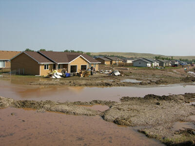 Damaged homes in Hermosa