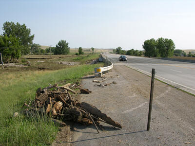 Flood debris along Highway 79 near Hermosa