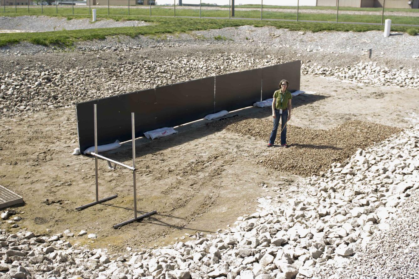 The substrate and configuration of the CERC’s sturgeon study pond are shown