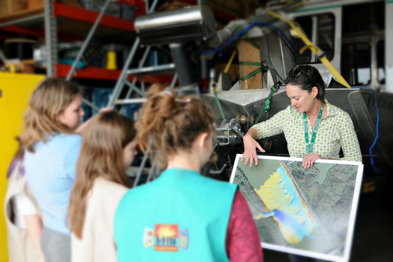 Geologist, Carrie Elliott, explains how scientists map the riverine habitats of the endangered pallid sturgeon