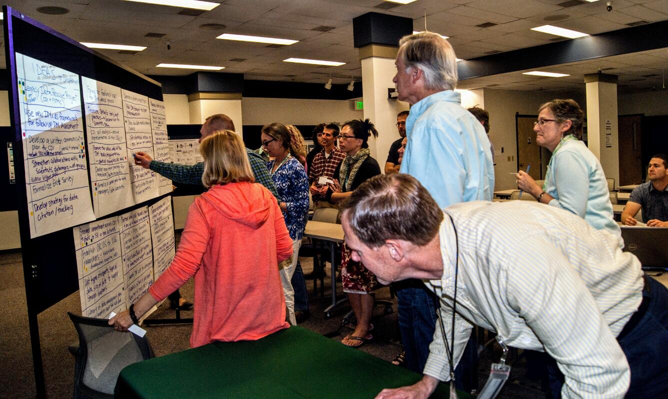 Participants voting on a data management related exercise at the 2015 CDI meeting