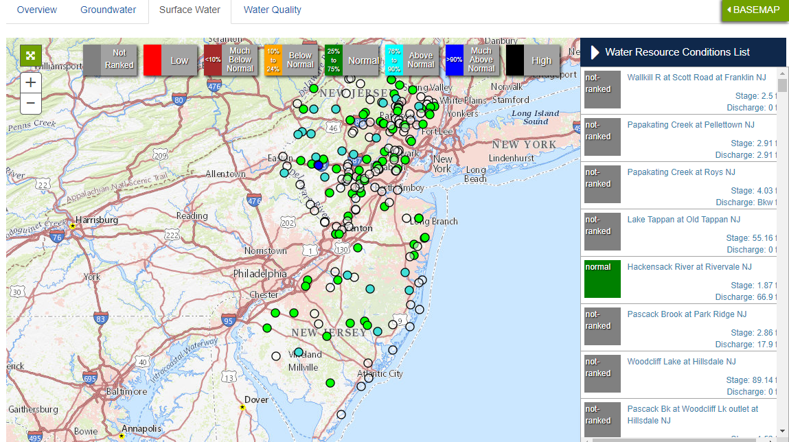 Map of New Jersey pulled from the Data Dashboard