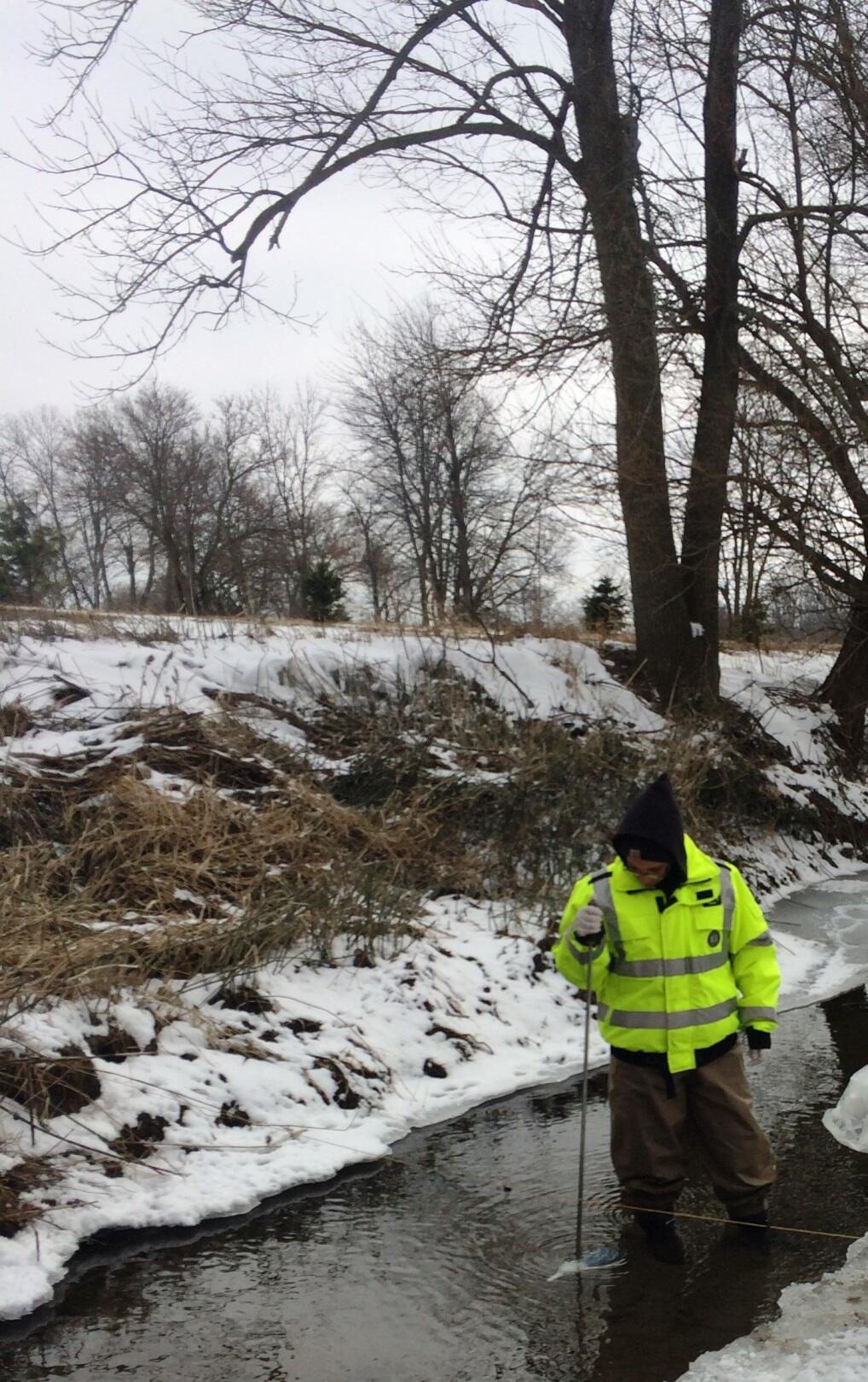 Winter sampling at School Branch surface water site