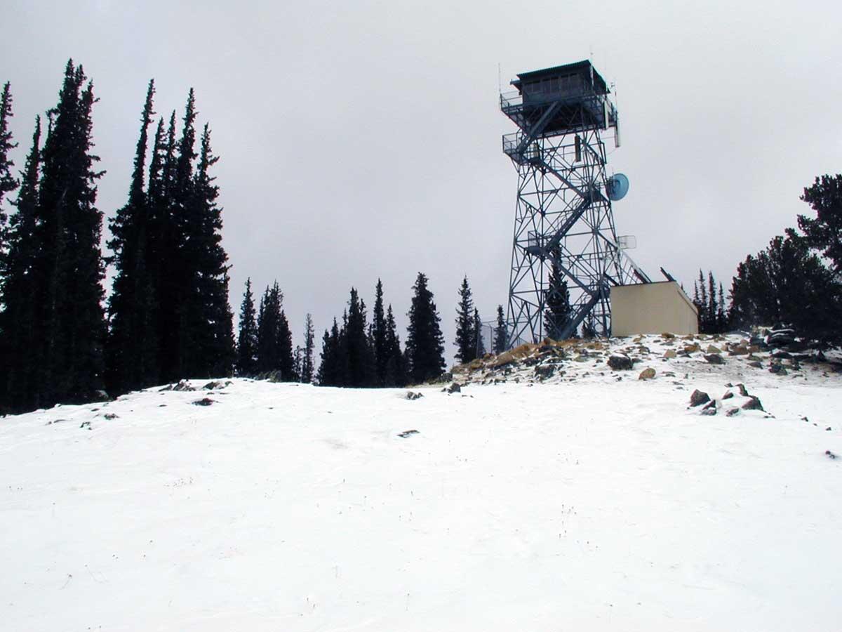 Fire lookout adjacent to snowpack-sampling site near Deadman Pass, Colorado