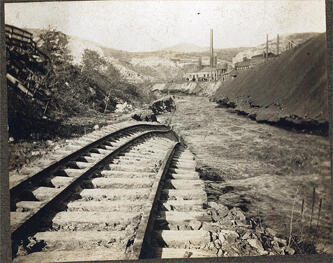 Railroad Tracks Underwater in Deadwood 1907