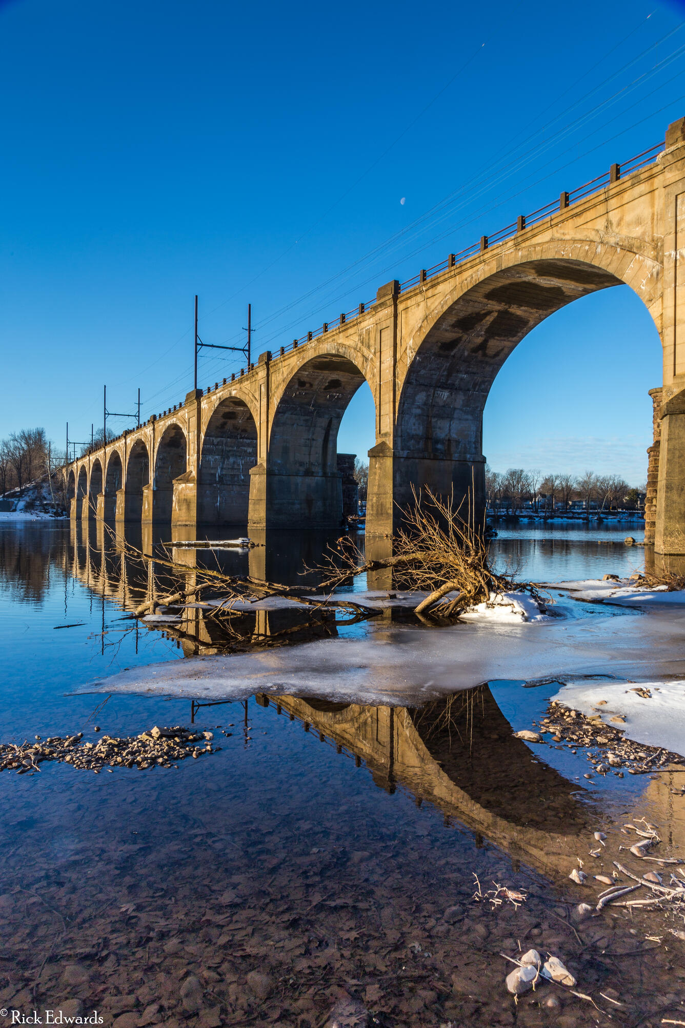 Delaware River at Trenton Rail Bridge in Winter