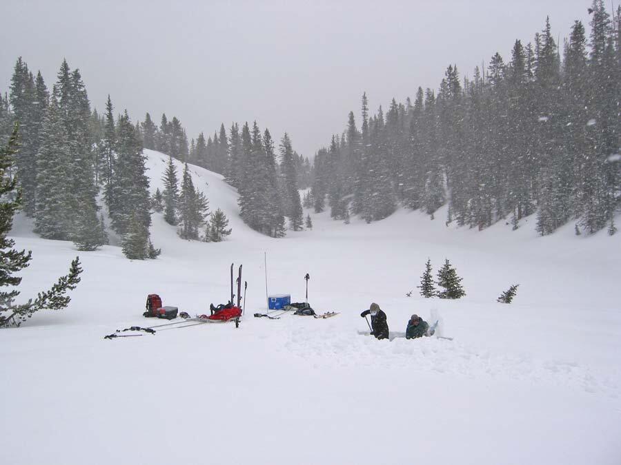 Digging snowpit at Loch Vale