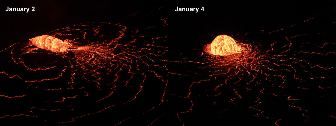 The eruption from the west vent in Halema‘uma‘u crater continues at Kīlauea’s summit.