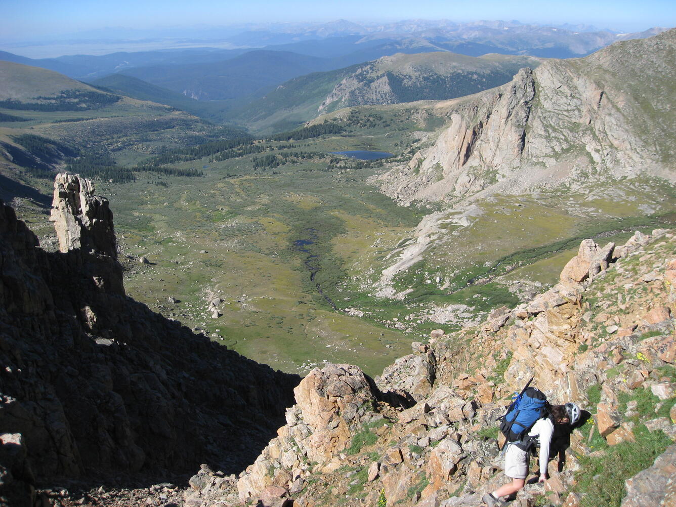 Dr E. Muths climbing to study site on Mt Evans, CO