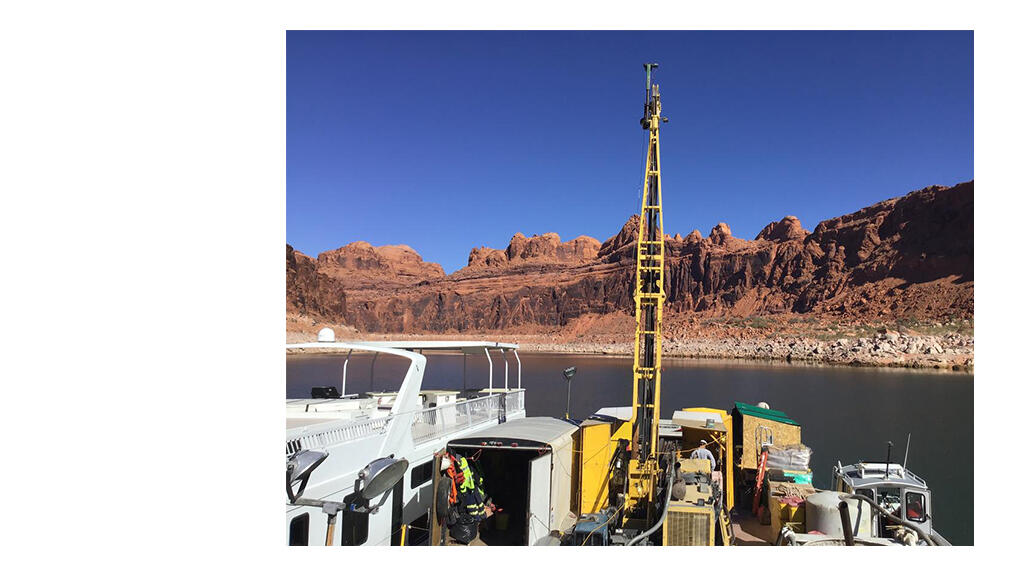 Drill rig used for coring Lake Powell