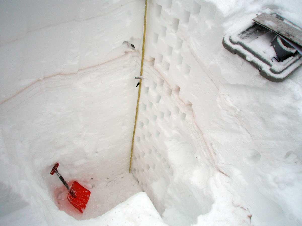 Snowpack-sampling pit near Dunckley Pass, Colorado