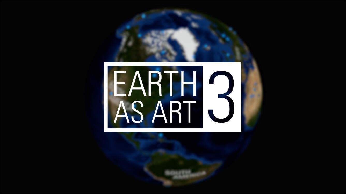 Earth As Art 3 color logo, with Earth in background and text in foreground
