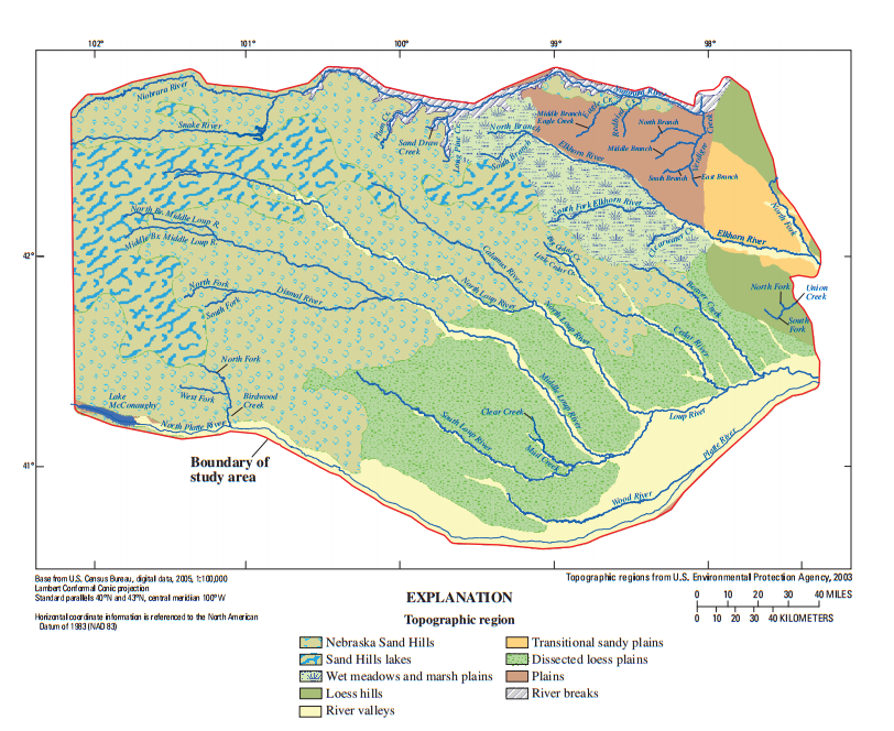 Graphic displaying map of the Elkhorn-Loup Model ecoregions