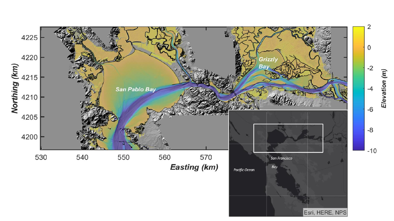 Illustration shows the depth of bays by shading different depths with different colors.