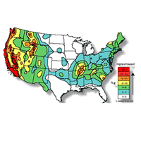 Screenshot of earthquake hazard map