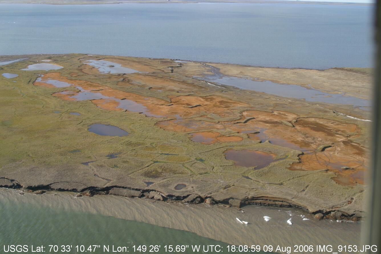 Oblique aerial photograph from the Arctic Coast of Alaska, August 2006.