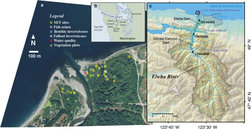 Three maps, one to show the locations where we collected samples, the other two to show the region of study at different scales.