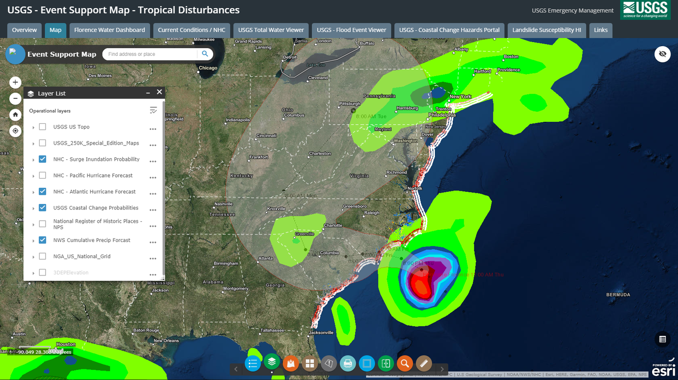 USGS Event Support Map
