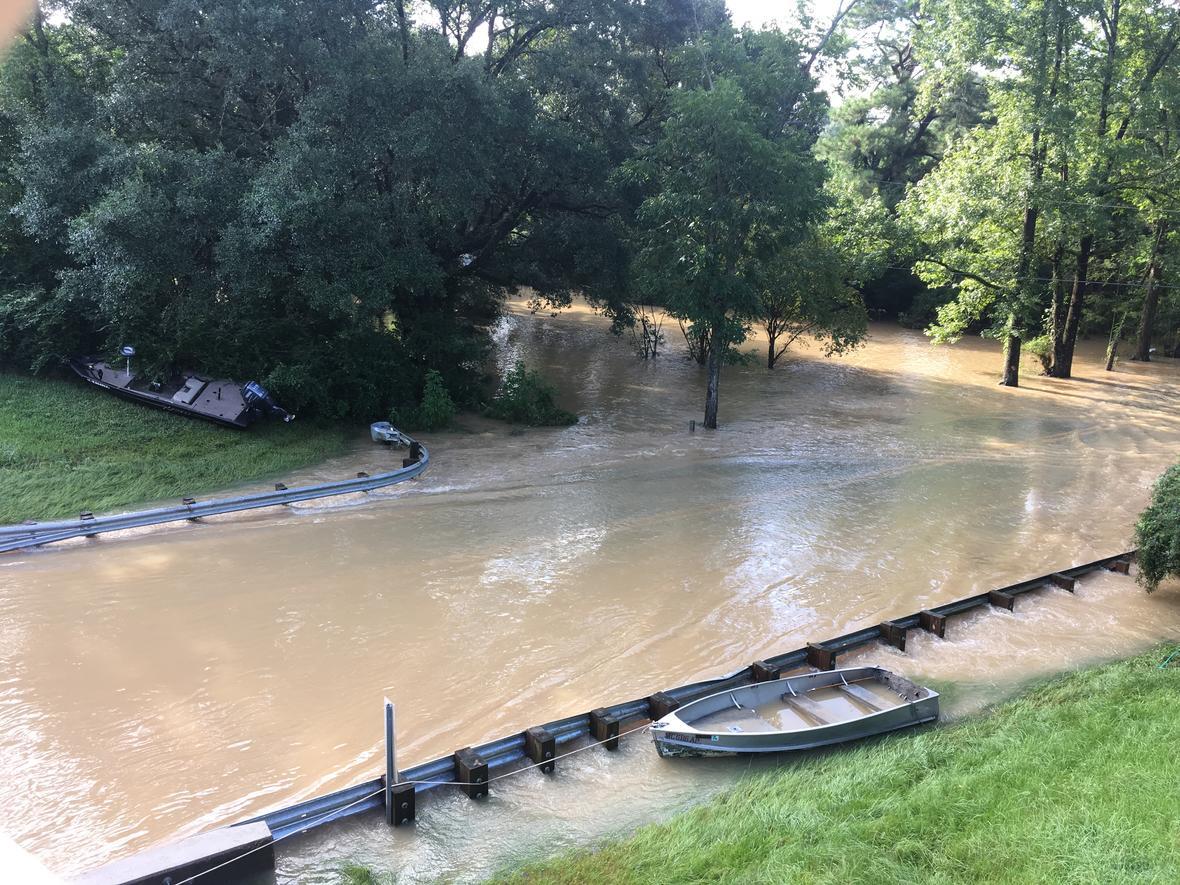 Major road in Southern Louisiana underwater during the August 2016 flooding