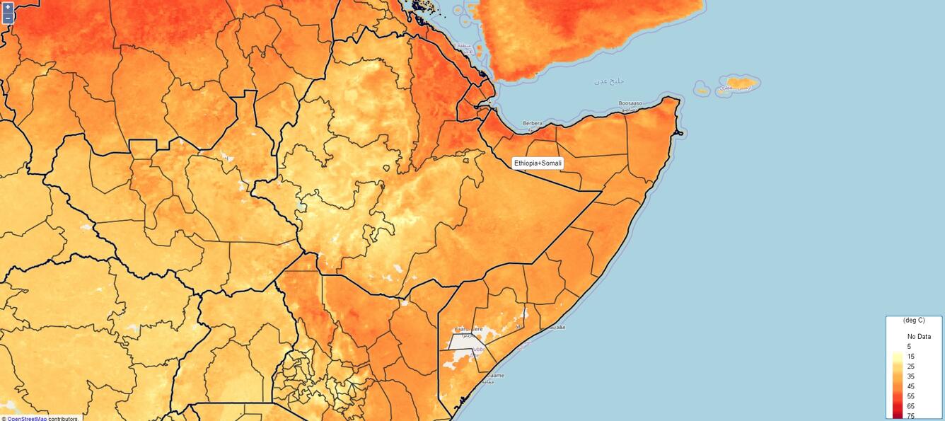 Screenshot of Famine Early Warning Systems map of East Africa