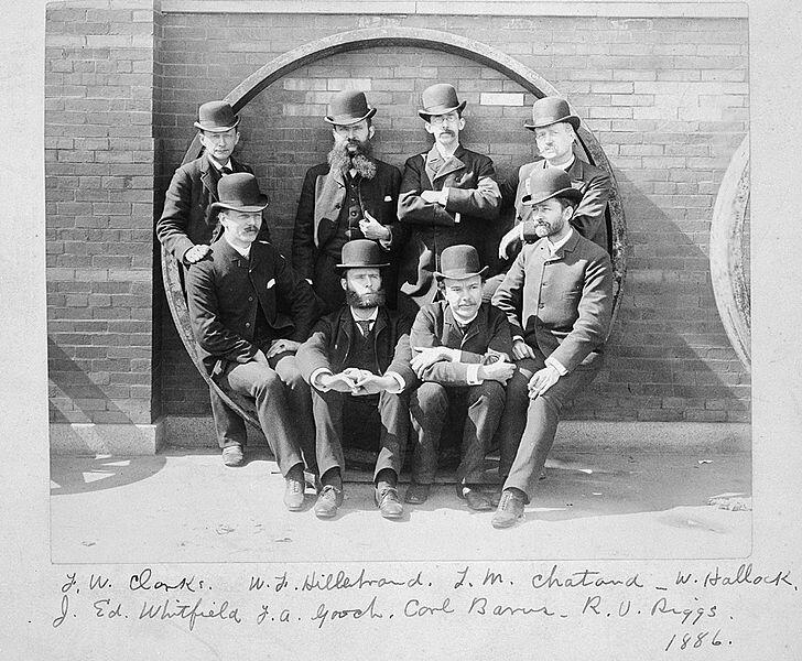 Pioneering USGS chemists F.A. Gooch and J.A. Whitfield, 1886 (ctr-frt)