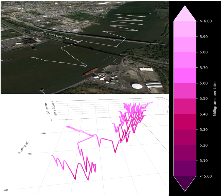pink, black, lines, water, river