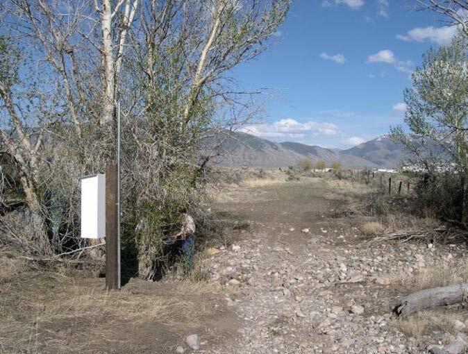 Dry streambed of Big Timber Creek, Idaho, at a gaging station in April, 2004, illustrating the effects of diversion for irrigati