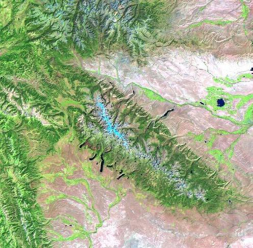 Landsat image of the Upper Green River Basin. Courtesy of Wyoming State Engineer’s Office.