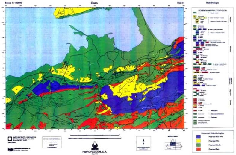 Hydrolithologic unit map of the Coro, Falcon area, Venezuela, based upon analysis of the Landsat data. Courtesy of Exploration S