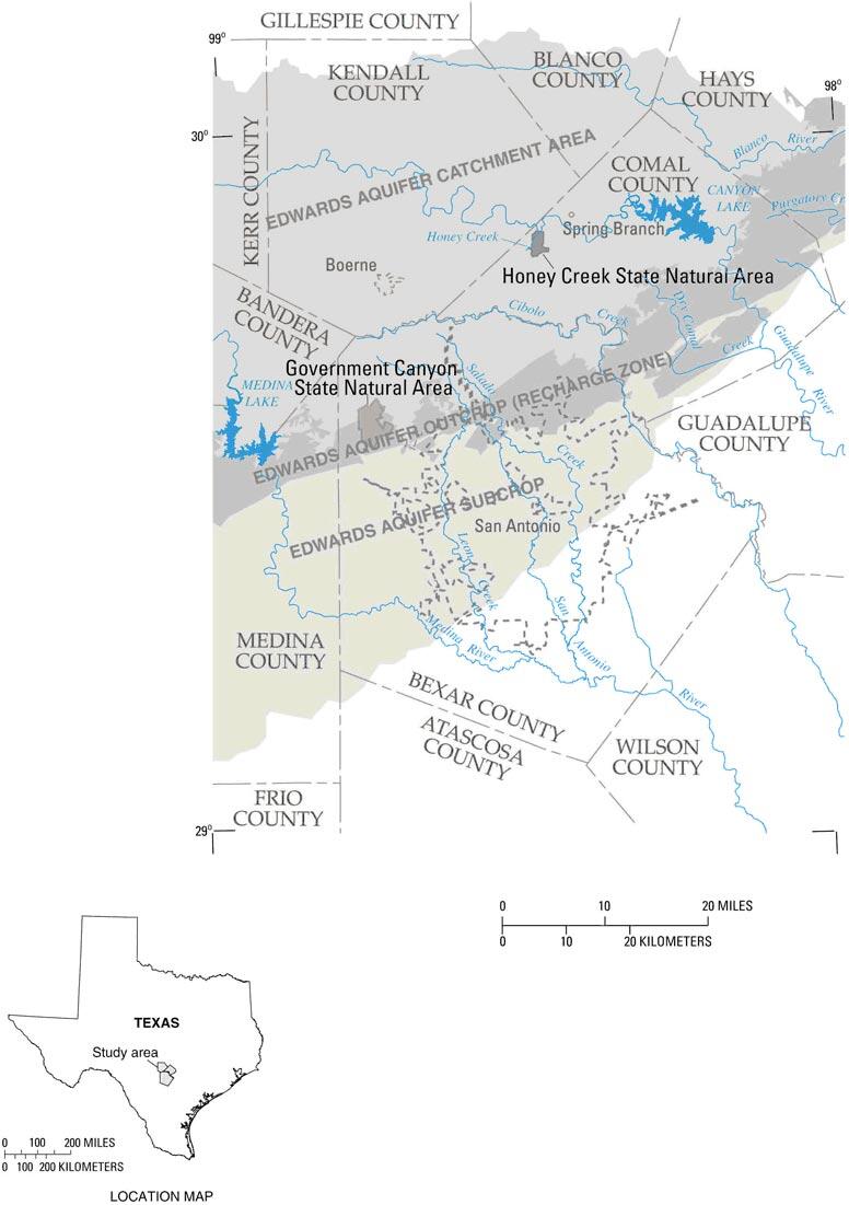 Location of Honey Creek State Natural Area