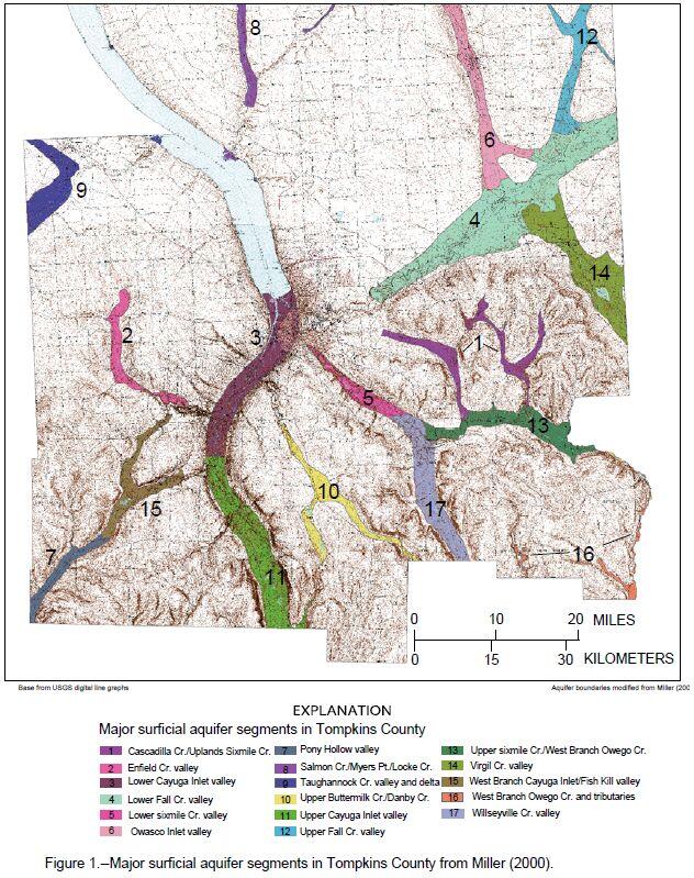 multicolored map of Tompkins county NY