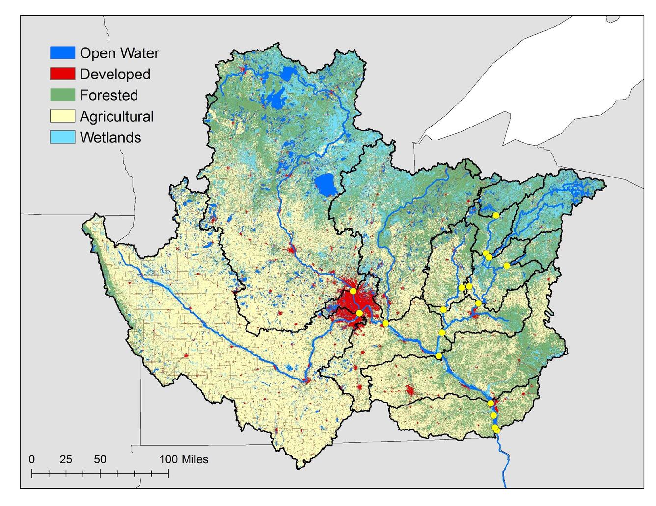 Map of land use and land cover in Upper Mississippi River Basin