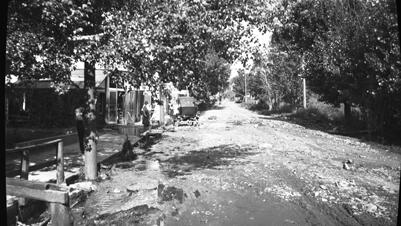 Road damage following a flood in 1918 in Hot Springs