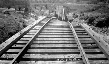 Railway damage in the Hot Springs area 1922