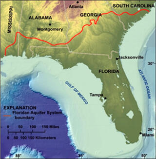 Floridan aquifer system in Florida and parts of Georgia, Alabama, Mississippi, and South Carolina