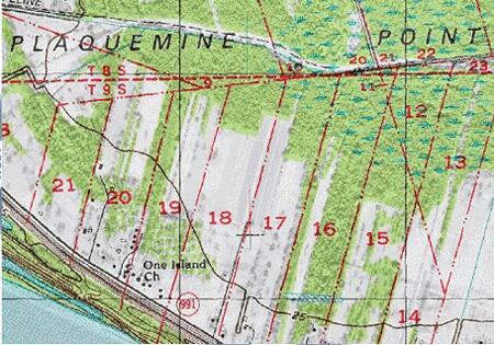 This is a French arpent land division influence in Louisiana.