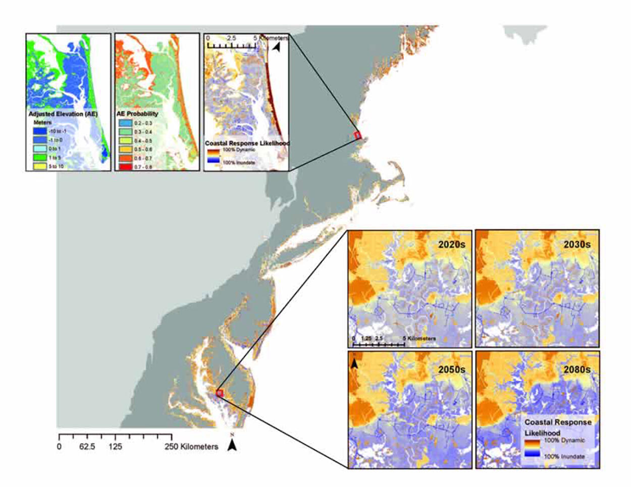 Map showing extent and coverage of coastal response type predictions