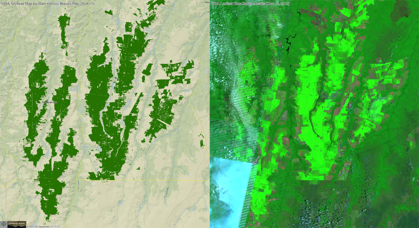 Geospatial Data Analysis Corporation (GDA Corp.) soybean map of Brazil